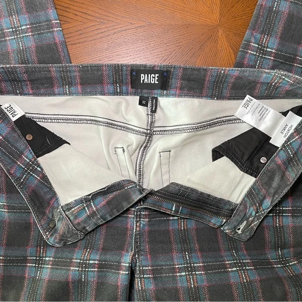 Paige Hoxton Ankle High Rise Skinny Jeans in Atlantic Tartan Plaid Size 32